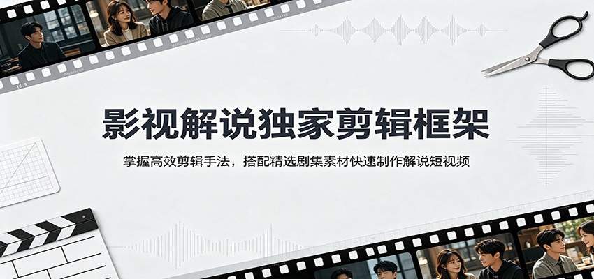 影视解说独家剪辑框架：掌握高效剪辑手法，搭配精选剧集素材快速制作解说短视频-轻创终点站