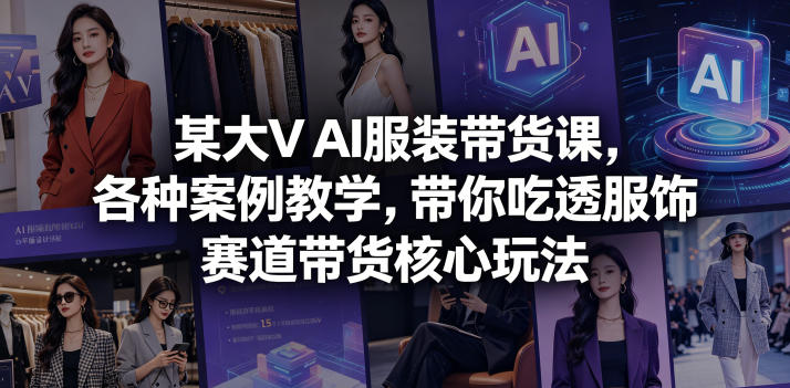 某大V AI服装带货课，各种案例教学，带你吃透服饰赛道带货核心玩法-源创文化:轻创终点站