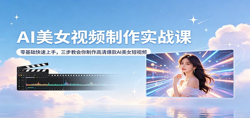 AI美女视频制作实战课：零基础快速上手，三步教会你制作高清爆款AI美女短视频-源创文化:轻创终点站
