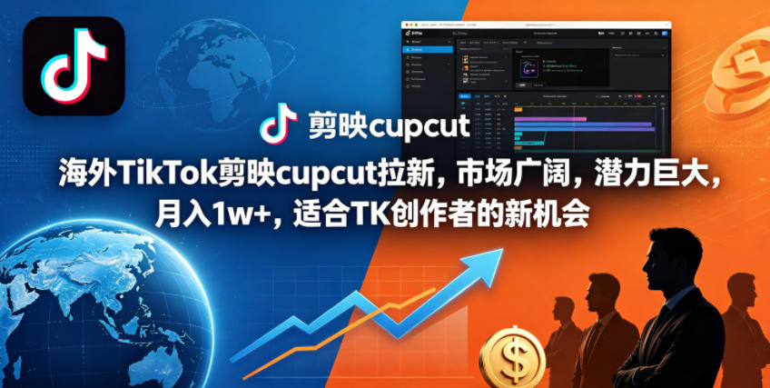 海外TikTok剪映cupcut拉新，市场广阔，潜力巨大，月入1w+，适合TK创作者的新机会-源创文化:轻创终点站