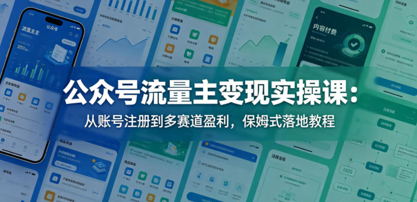 公众号流量主变现实操课：从账号注册到多赛道盈利，保姆式落地教程-源创文化:轻创终点站