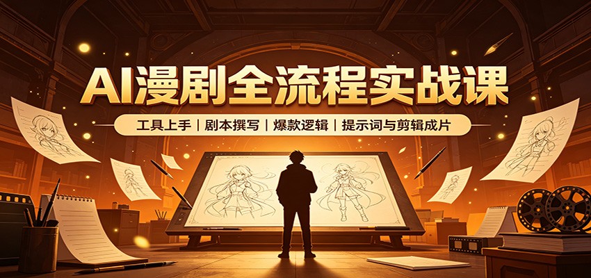 AI漫剧全流程实战课：工具上手、剧本撰写、爆款逻辑、提示词与剪辑成片-轻创终点站