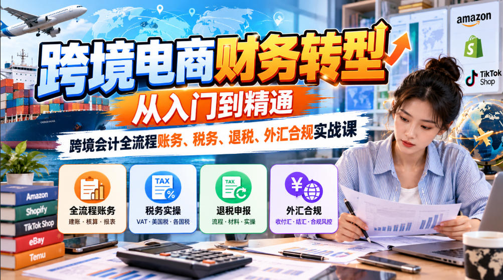 跨境电商财务转型：从入门到精通｜跨境会计全流程账务、税务、退税、外汇合规实战课-轻创终点站
