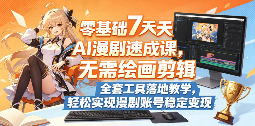 零基础7天AI漫剧速成课，无需绘画剪辑，全套工具落地教学，轻松实现漫剧账号稳定变现-源创文化:轻创终点站
