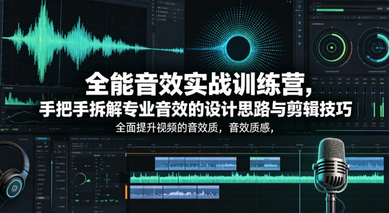 全能音效实战训练营，手把手拆解专业音效的设计思路与剪辑技巧，全面提升视频的音效质感-源创文化:轻创终点站