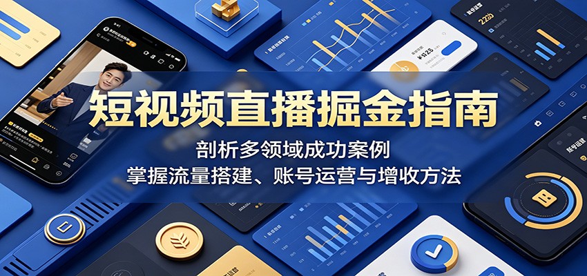 短视频直播掘金指南：剖析多领域成功案例，掌握流量搭建、账号运营与增收方法-源创文化:轻创终点站