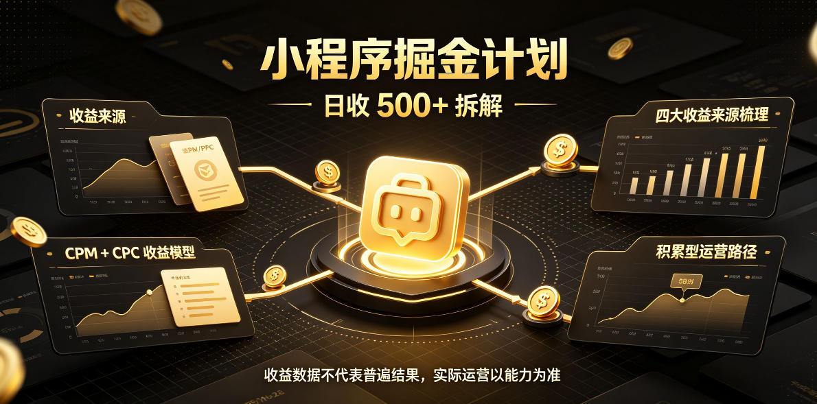 小程序推广计划,日收500+,腾讯官方打款,客户留存率高,收益长期稳定【揭秘】-轻创终点站