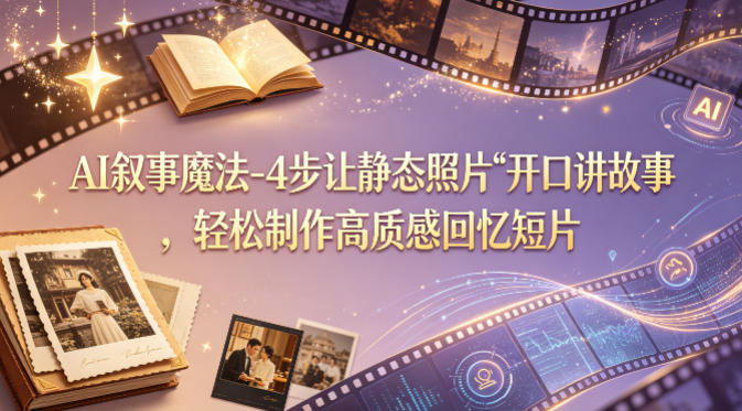 AI叙事魔法-4步让静态照片“开口讲故事”，轻松制作高质感回忆短片-源创文化:轻创终点站