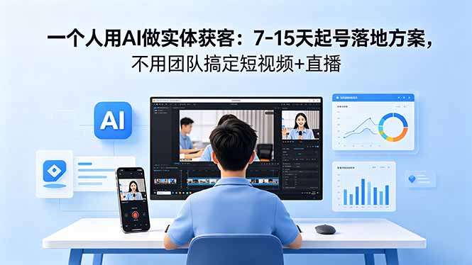 一个人用AI做实体获客：7-15天起号落地方案，不用团队搞定短视频+直播-源创文化:轻创终点站