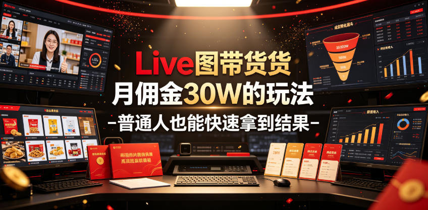 Live图带货月佣金30W的玩法-普通人也能快速拿到结果-源创文化:轻创终点站