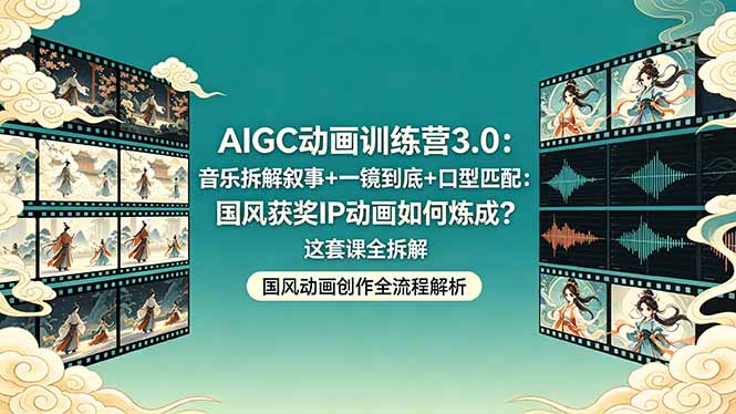 AIGC动画训练营3.0：音乐拆解叙事+一镜到底+口型匹配：国风获奖IP动画如何炼成？这套课全拆解-源创文化:轻创终点站