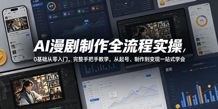 AI漫剧制作全流程实操，0基础从零入门，完整手把手教学，从起号、制作到变现一站式学会-源创文化:轻创终点站