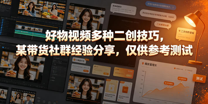好物视频多种二创技巧，某带货社群经验分享，仅供参考测试-源创文化:轻创终点站