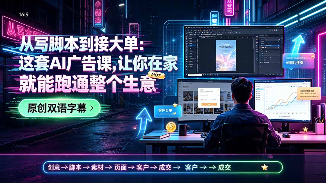 从写脚本到接大单：这套AI广告课，让你在家就能跑通整个生意【原创双语字幕】-源创文化:轻创终点站