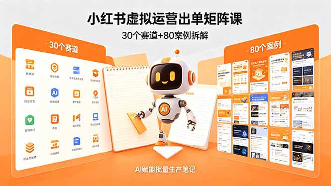 小红书虚拟运营出单矩阵课：30个赛道+80案例拆解，AI赋能批量生产笔记-源创文化:轻创终点站