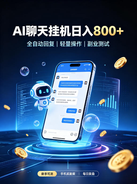 AI聊天挂G项目，日入800➕，全自动操作，适用个人副业，支持工作室矩阵操作【揭秘】-轻创终点站