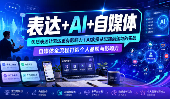 表达+AI+自媒体，优质表达让表达更有影响力|AI实操从思路到落地的实战|自媒体全流程打造个人品牌与影响力-轻创终点站