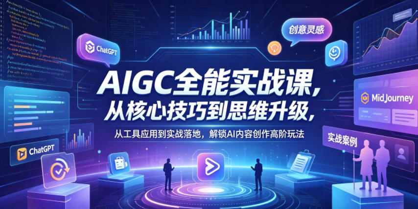 AIGC全能实战课，从核心技巧到思维升级，从工具应用到实战落地，解锁AI内容创作高阶玩法-源创文化:轻创终点站