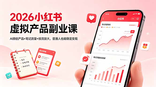 2026小红书虚拟产品副业课，AI原创产品+笔记流量+投流放大，普通人也能稳定变现-源创文化:轻创终点站