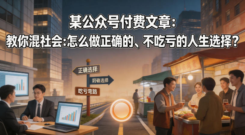某公众号付费文章：教你混社会：怎么做正确的、不吃亏的人生选择？-源创文化:轻创终点站