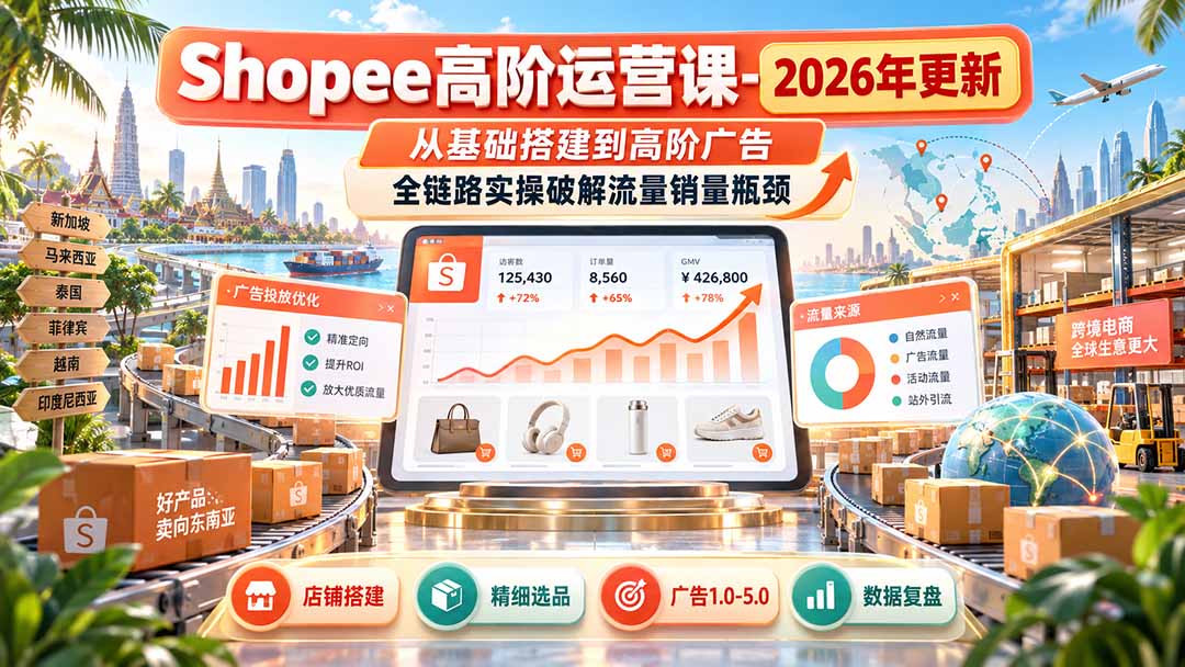 Shopee高阶运营课-更新9月，从基础搭建到高阶广告，全链路实操破解流量销量瓶颈-轻创终点站
