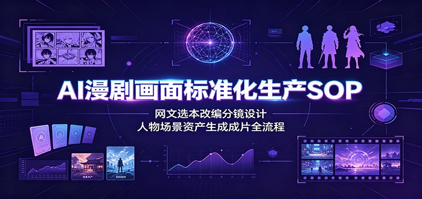 AI漫剧画面标准化生产SOP:网文选本改编分镜设计,人物场景资产生成成片全流程-源创文化:轻创终点站