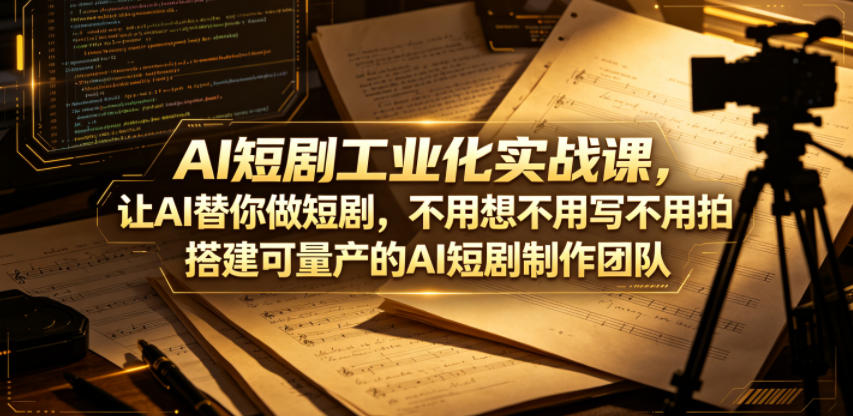 AI短剧工业化实战课，让AI替你做短剧，不用想不用写不用拍，搭建可量产的AI短剧制作团队-源创文化:轻创终点站