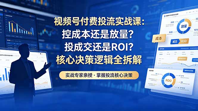 视频号付费投流实战课-5月：控成本还是放量？投成交还是ROI？核心决策逻辑全拆解-源创文化:轻创终点站