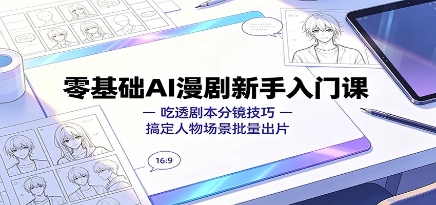 零基础AI漫剧新手入门课：吃透剧本分镜技巧，搞定人物场景批量出片-轻创终点站