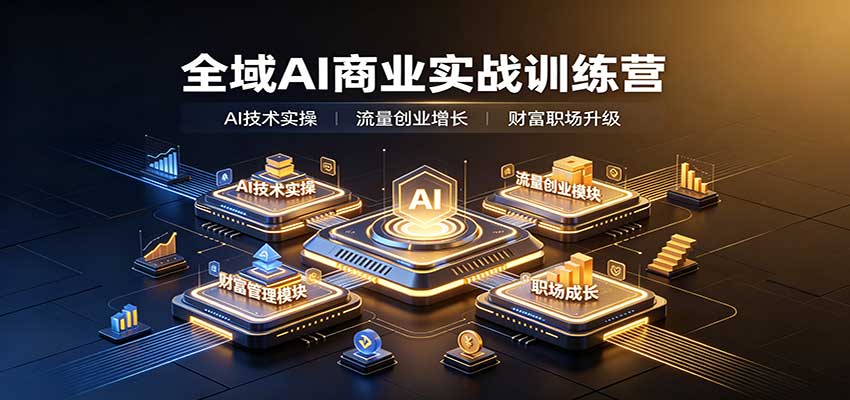 全域AI商业实战训练营：涵盖AI技术实操、流量创业、财富管理与职场成长全体系内容-轻创终点站