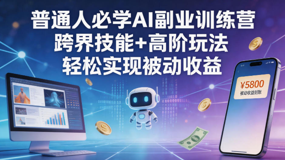 普通人必学AI副业训练营跨界技能+高阶玩法轻松实现被动收益-源创文化:轻创终点站