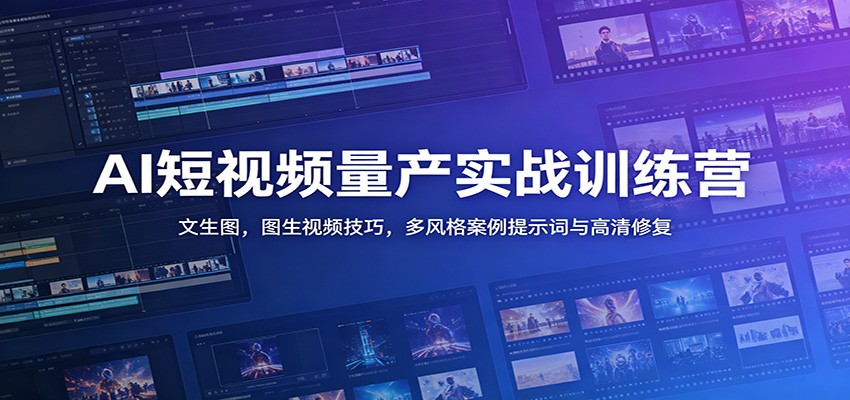 AI短视频量产实战训练营：文生图，图生视频技巧，多风格案例提示词与高清修复-源创文化:轻创终点站