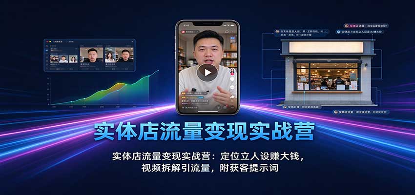 实体店流量变现实战营：定位立人设赚大钱，视频拆解引流量，附获客提示词-轻创终点站
