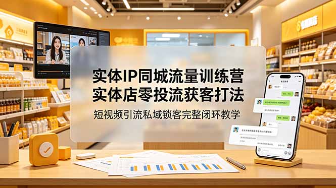 实体IP同城流量训练营:实体店零投流获客打法,短视频引流私域锁客完整闭环教学-源创文化:轻创终点站