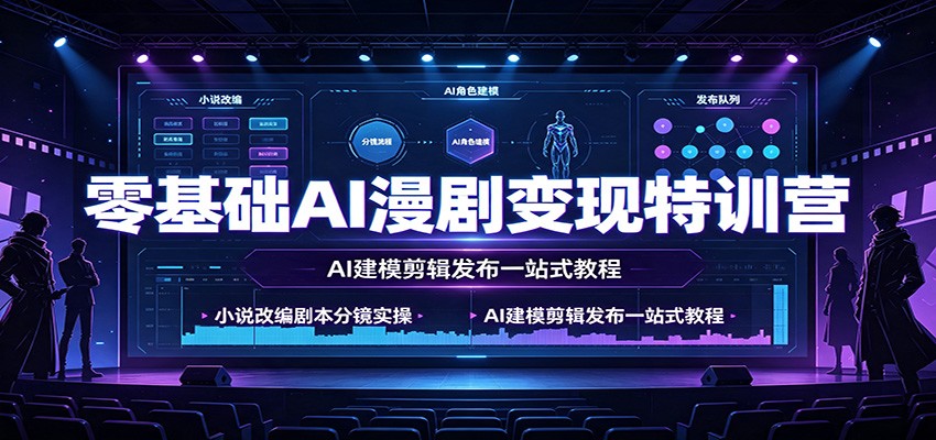 零基础AI漫剧变现特训营：小说改编剧本分镜实操，AI建模剪辑发布一站式教程-轻创终点站