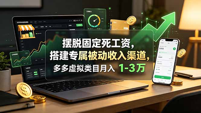 摆脱固定死工资，搭建专属被动收入渠道，多多虚拟类目月入 1-3 万-源创文化:轻创终点站