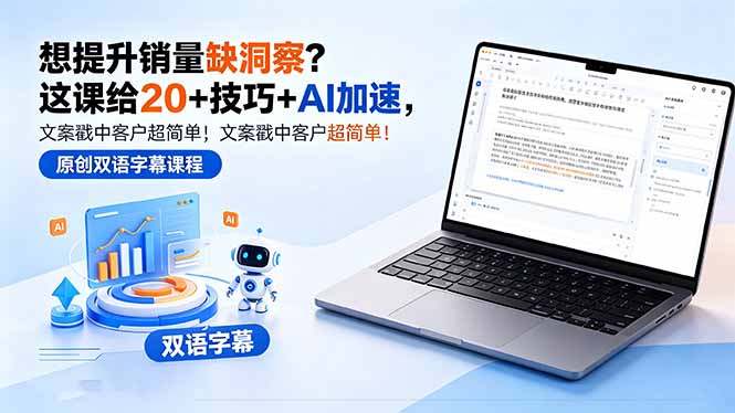 想提升销量缺洞察？这课给 20 + 技巧 + AI 加速，文案戳中客户超简单！【原创双语字幕】-源创文化:轻创终点站