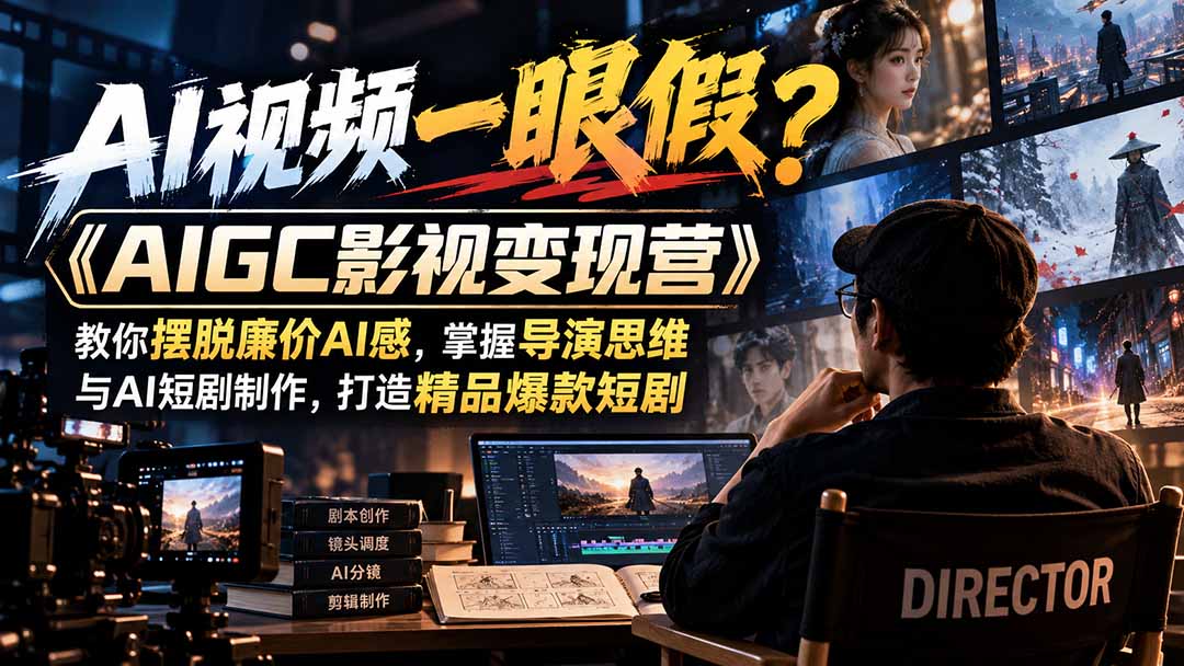 【无水印】AI视频一眼假？《AIGC影视变现营》教你摆脱廉价AI感，掌握导演思维与AI短剧制作，打造精品爆款短剧-轻创终点站