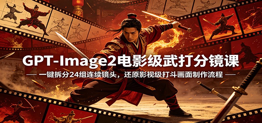 GPT-Image2电影级武打分镜课：一键拆分24组连续镜头，还原影视级打斗画面制作流程-源创文化:轻创终点站