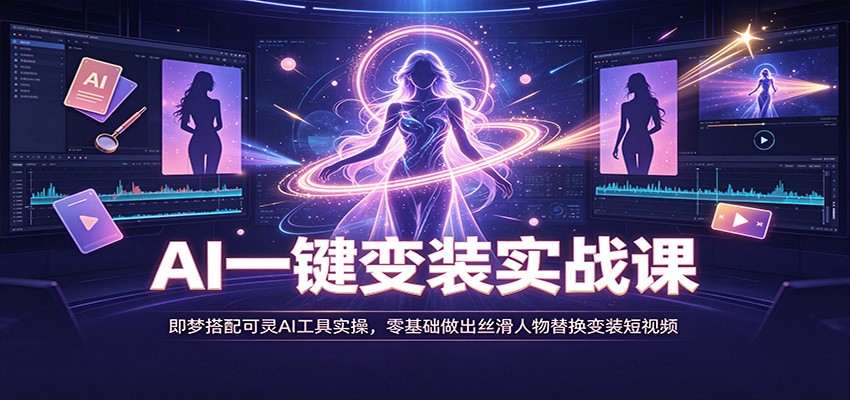 AI一键变装实战课：即梦搭配可灵AI工具实操，零基础做出丝滑人物替换变装短视频-轻创终点站
