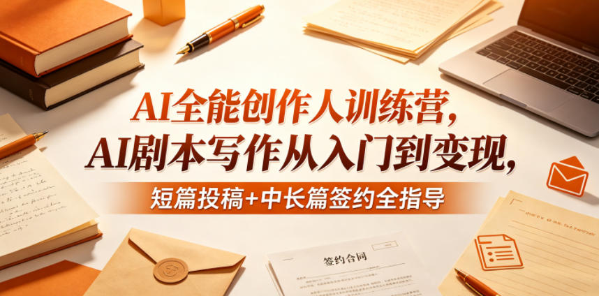 AI全能创作人训练营，AI剧本写作从入门到变现，短篇投稿+中长篇签约全指导-源创文化:轻创终点站