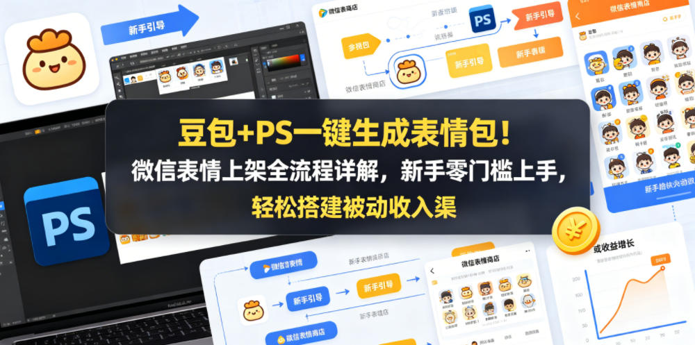 豆包+PS一键生成表情包！微信表情上架全流程详解，新手零门槛上手，轻松搭建被动收入渠道-源创文化:轻创终点站