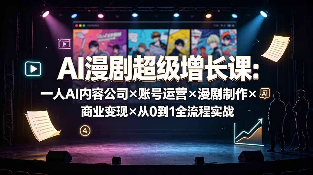AI漫剧超级增长课：一人AI内容公司×账号运营×漫剧制作×商业变现×从0到1全流程实战-轻创终点站