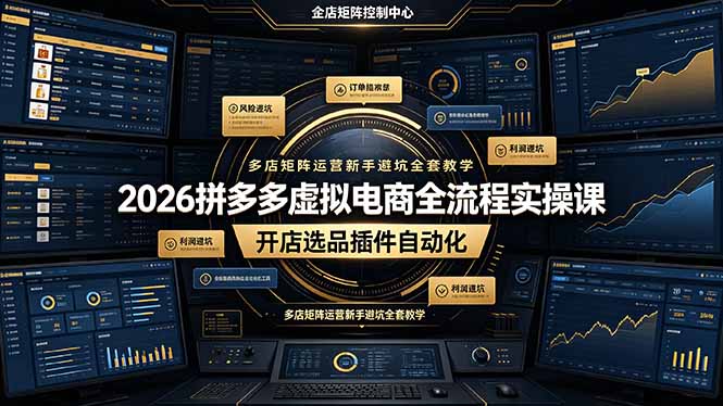 2026拼多多虚拟电商全流程实操课,开店选品插件自动化,多店矩阵运营新手避坑全套教学-源创文化:轻创终点站