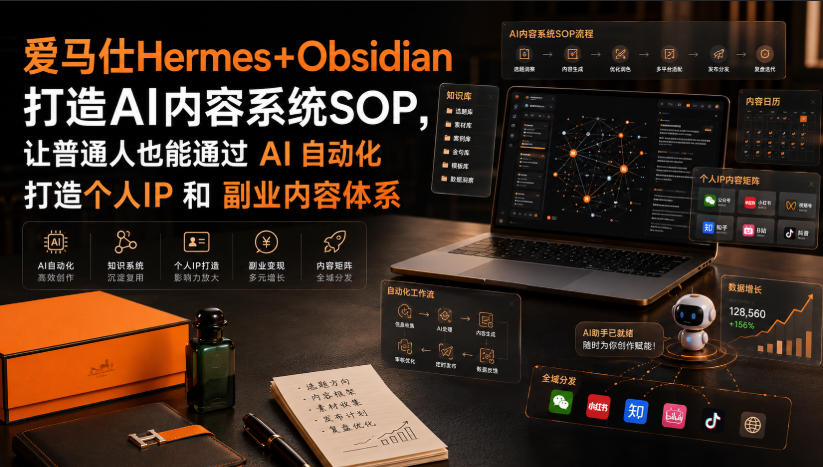 爱马仕Hermes+Obsidian打造AI内容系统SOP，让普通人也能通过 AI 自动化打造个人IP 和 副业内容体系-轻创终点站
