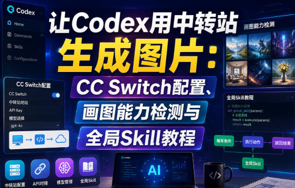 让Codex用中转站生成图片：CC Switch配置、画图能力检测与全局Skill教程-轻创终点站