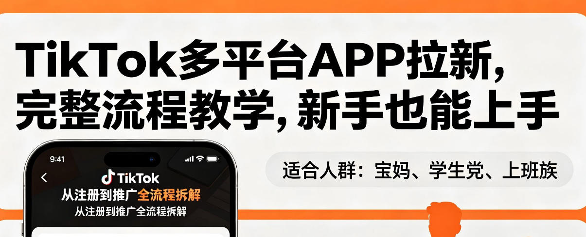 TikTok多平台APP拉新，完整流程教学，新手也能上手，轻松出海搞美金-源创文化:轻创终点站
