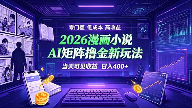 爆款小说漫画大阅读    ai矩阵操作    当天可见收益  日入400+    零门槛    高收益-源创文化:轻创终点站
