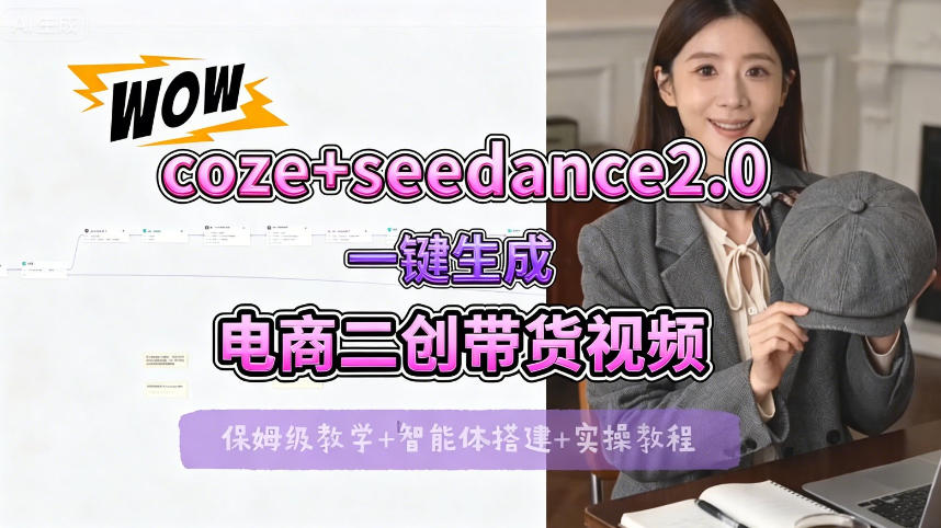 【Coze工作流搭建实操教程】seedance2.0+coze一键生成电商二创带货视频，全流程保姆级教学-源创文化:轻创终点站