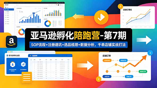 亚马逊孵化陪跑营-第7期：SOP流程+注册避坑+选品梳理+数据分析，千单店铺实战打法(更新0625-源创文化:轻创终点站